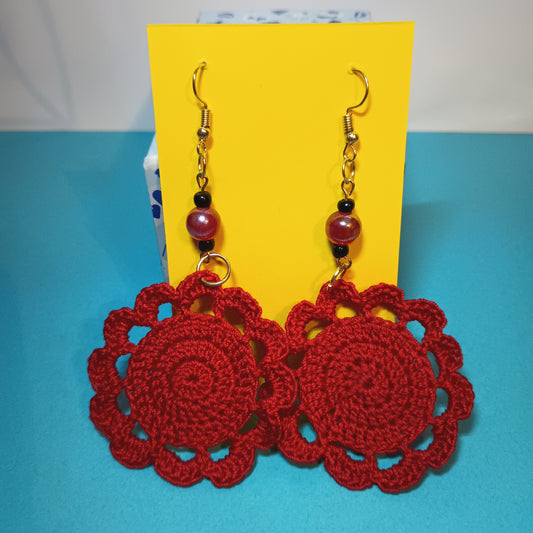 12 Petal Flower Crochet Earrings