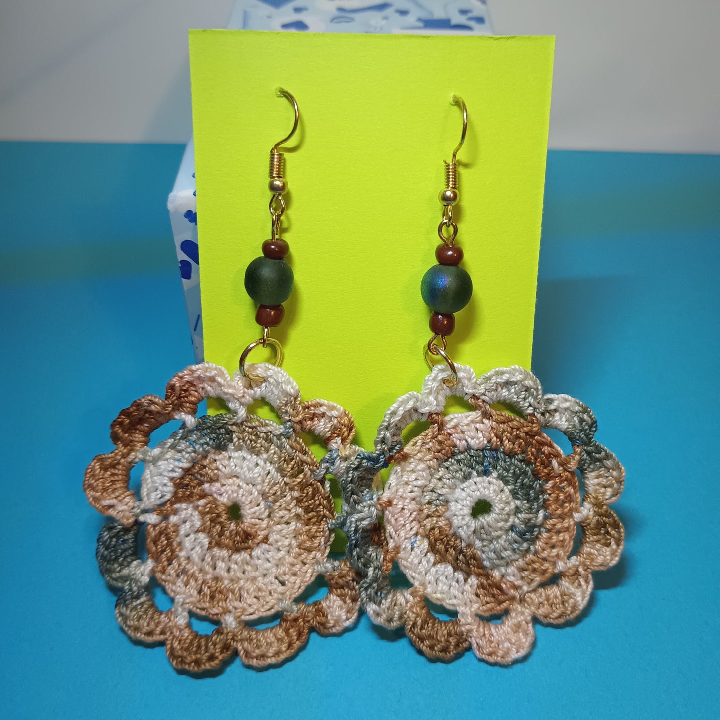 12 Petal Flower Crochet Earrings