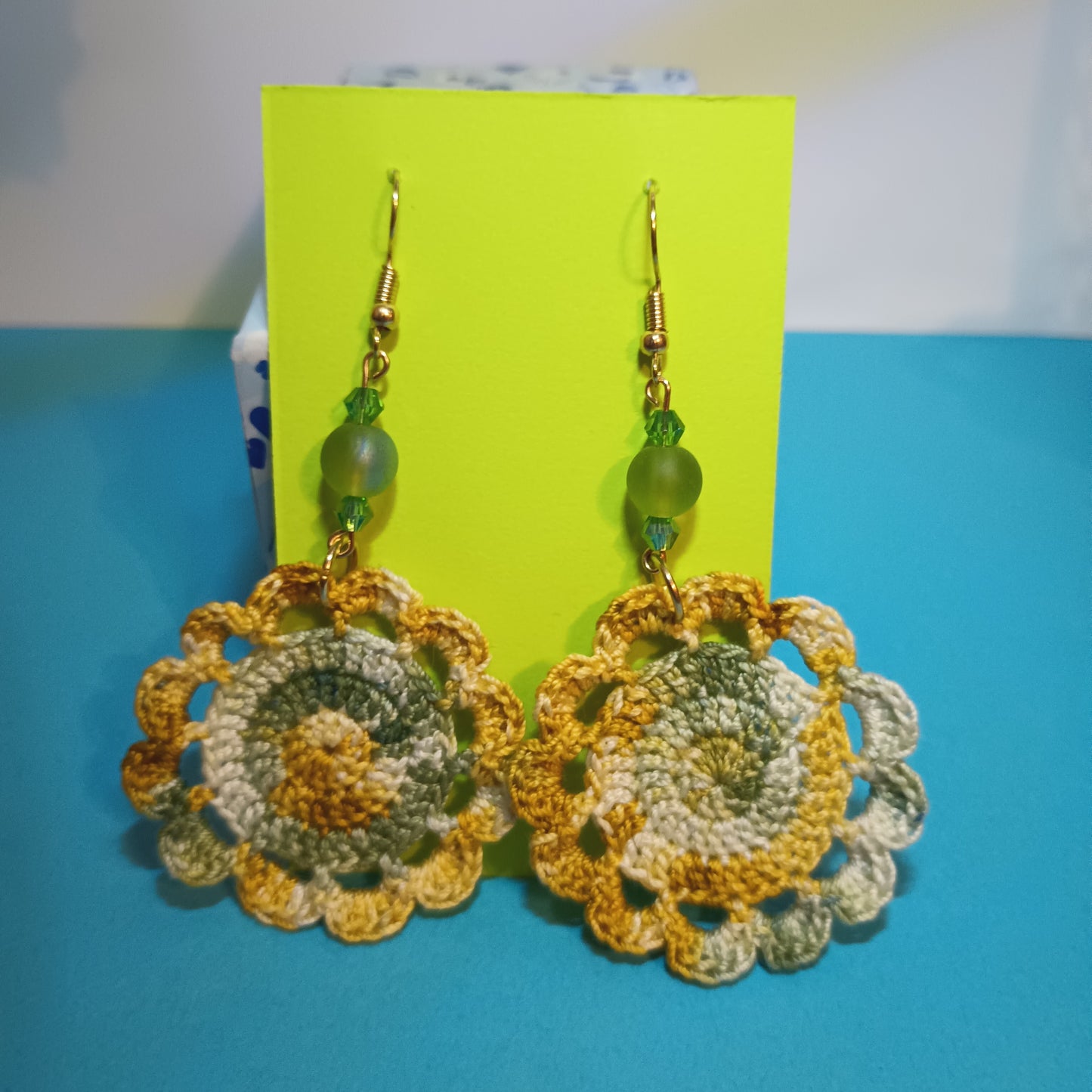 12 Petal Flower Crochet Earrings