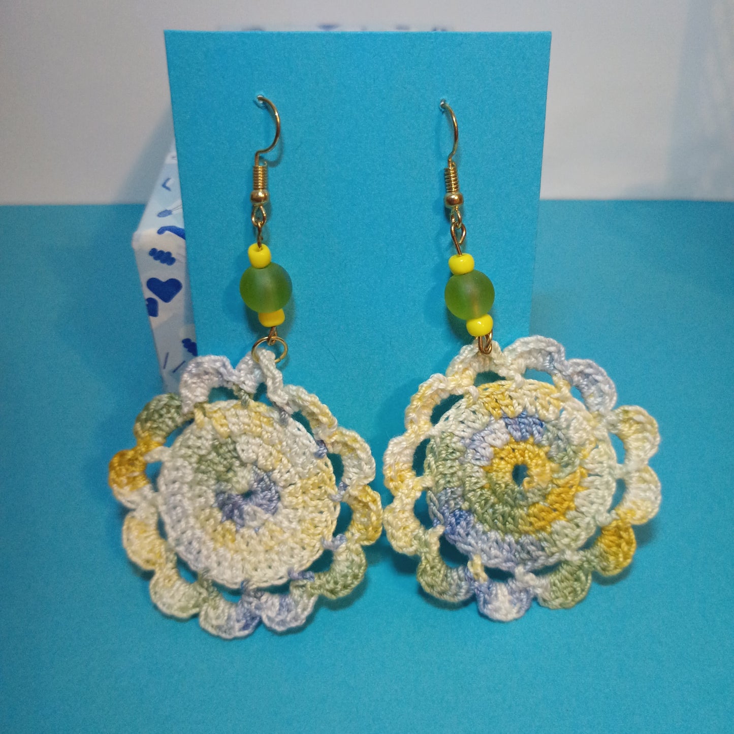 12 Petal Flower Crochet Earrings