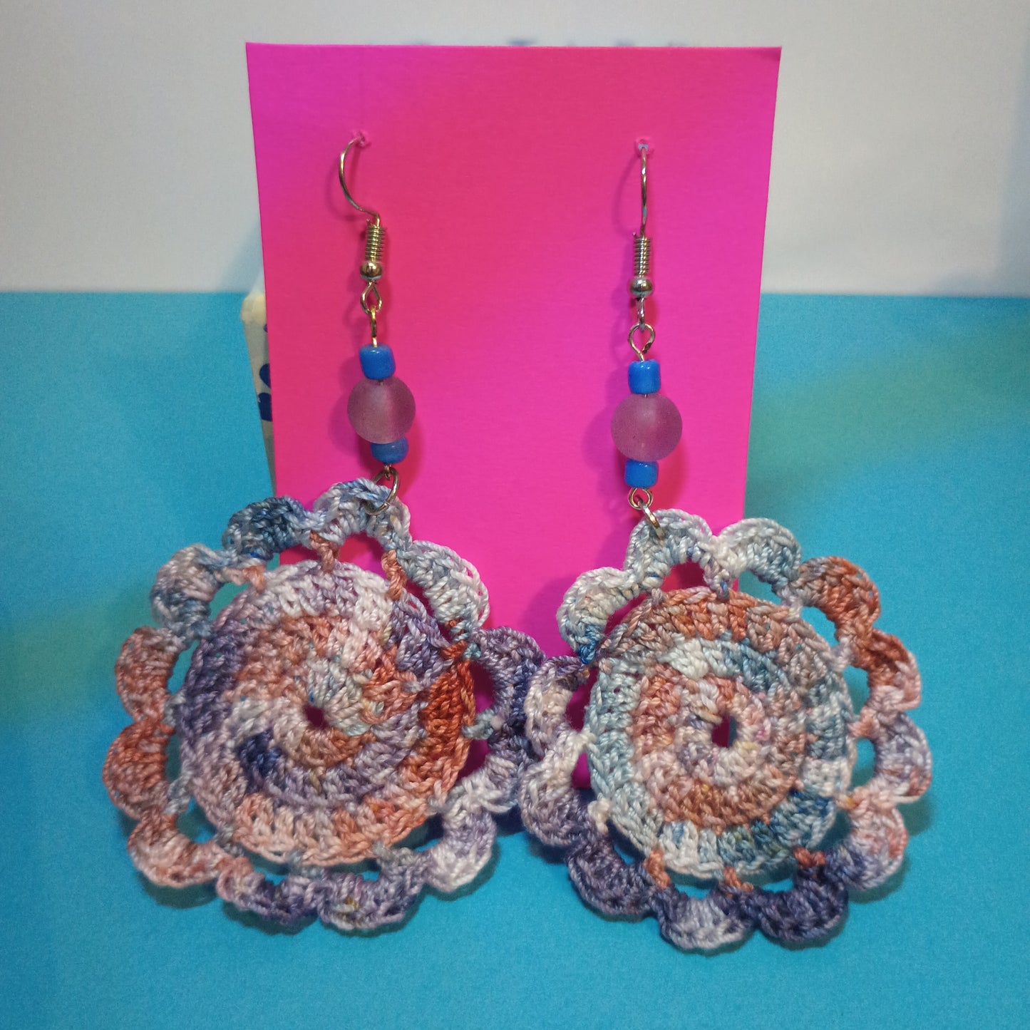 12 Petal Flower Crochet Earrings