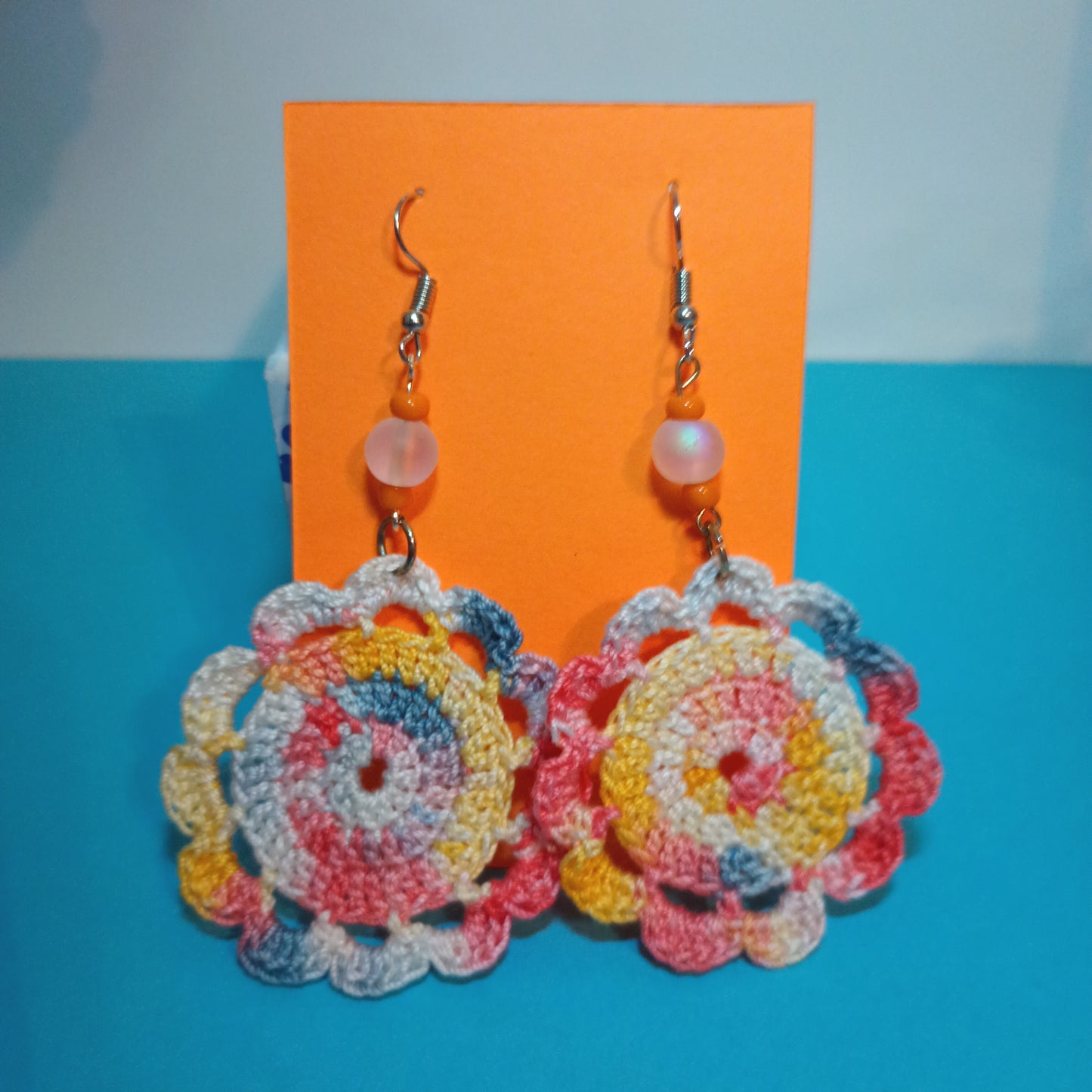 12 Petal Flower Crochet Earrings