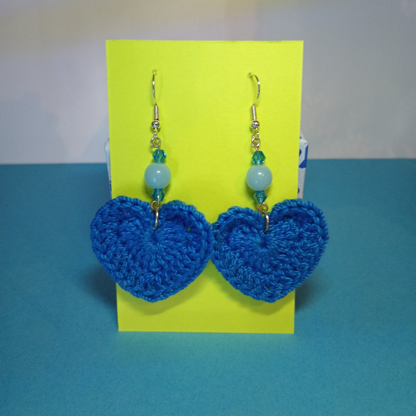 Crochet Heart Dangle Earrings