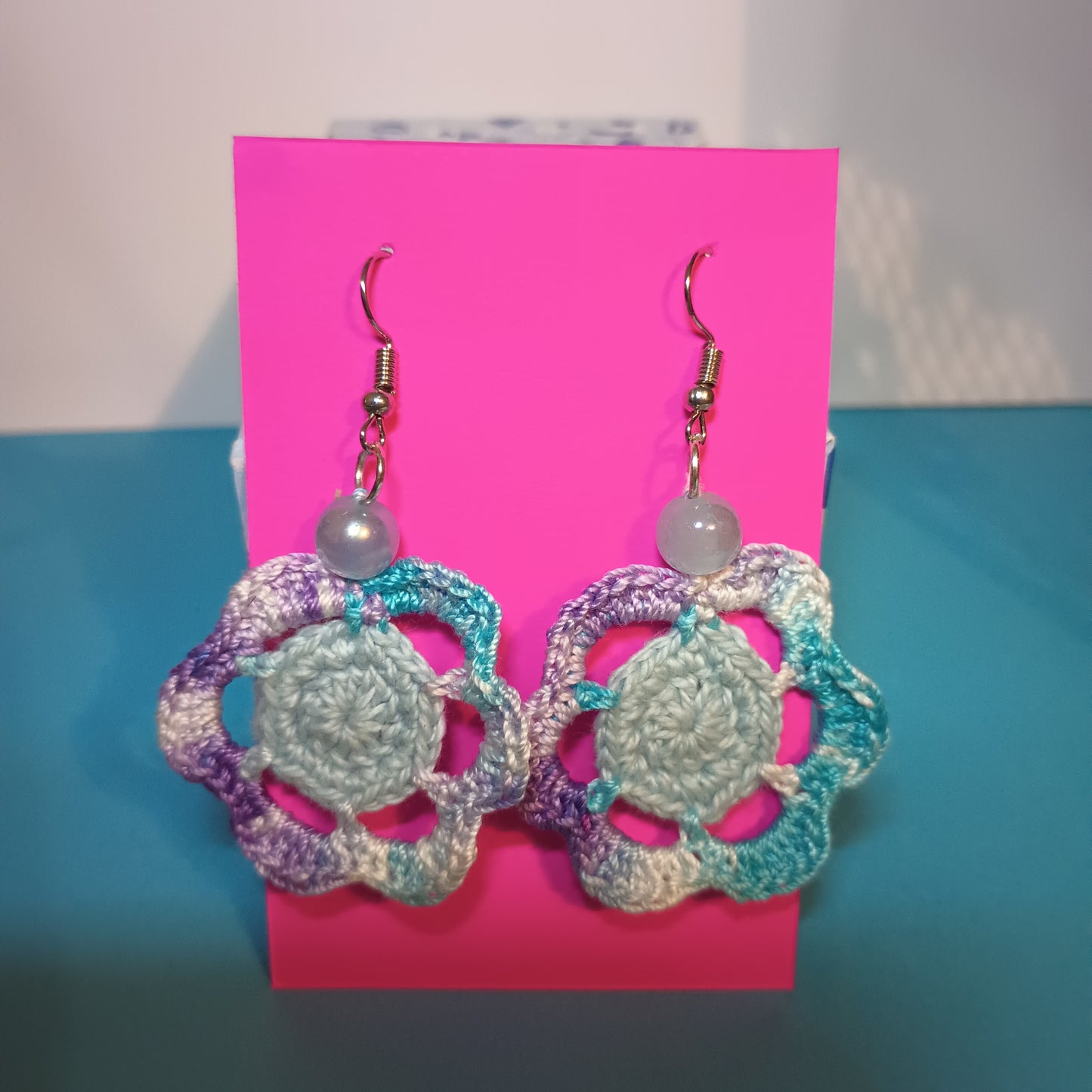 6 Petal Flower Crochet Earrings