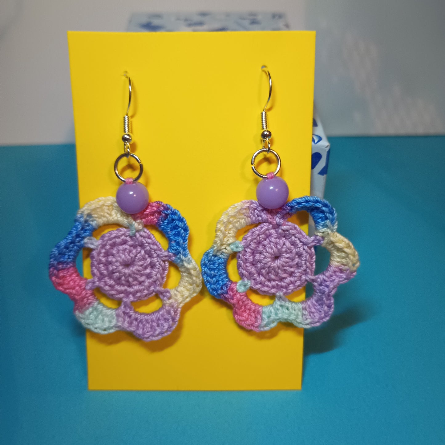 6 Petal Flower Crochet Earrings