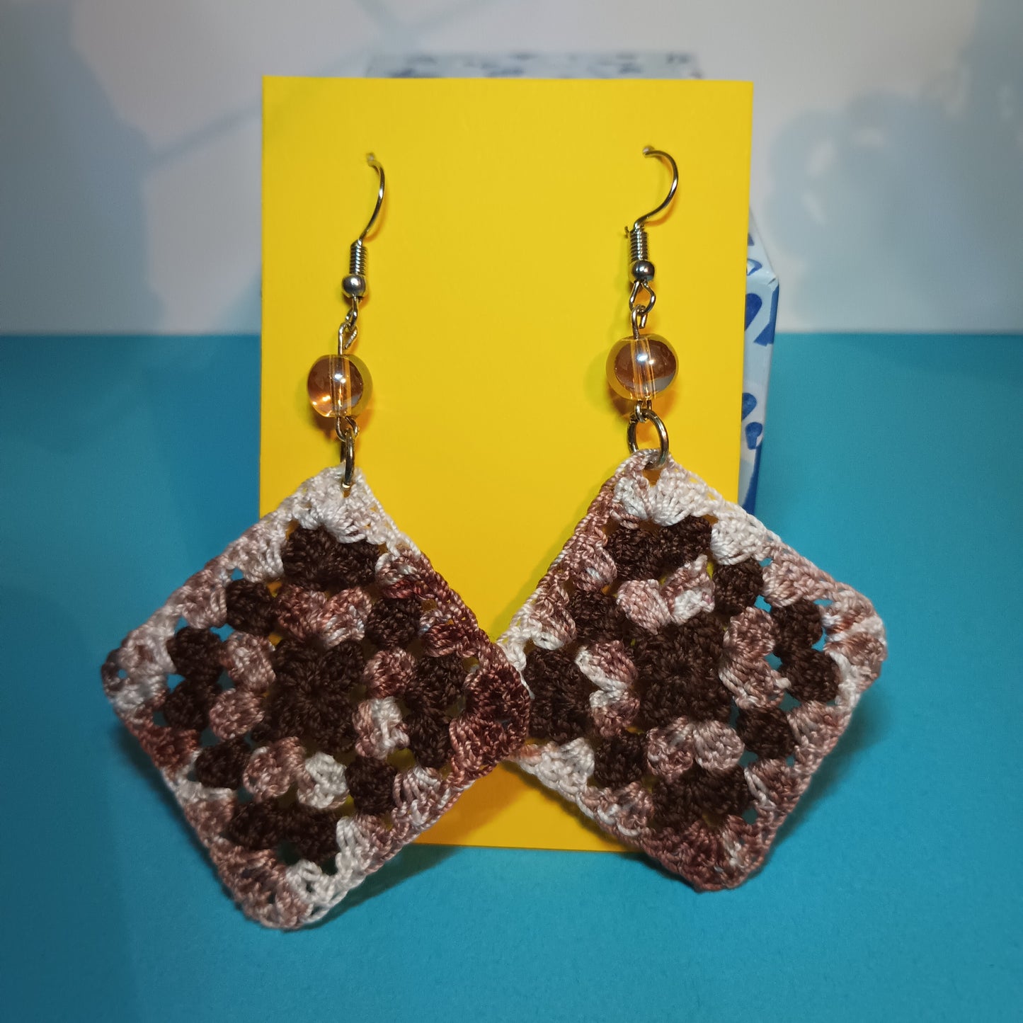 Large Granny Square Crochet Earrings