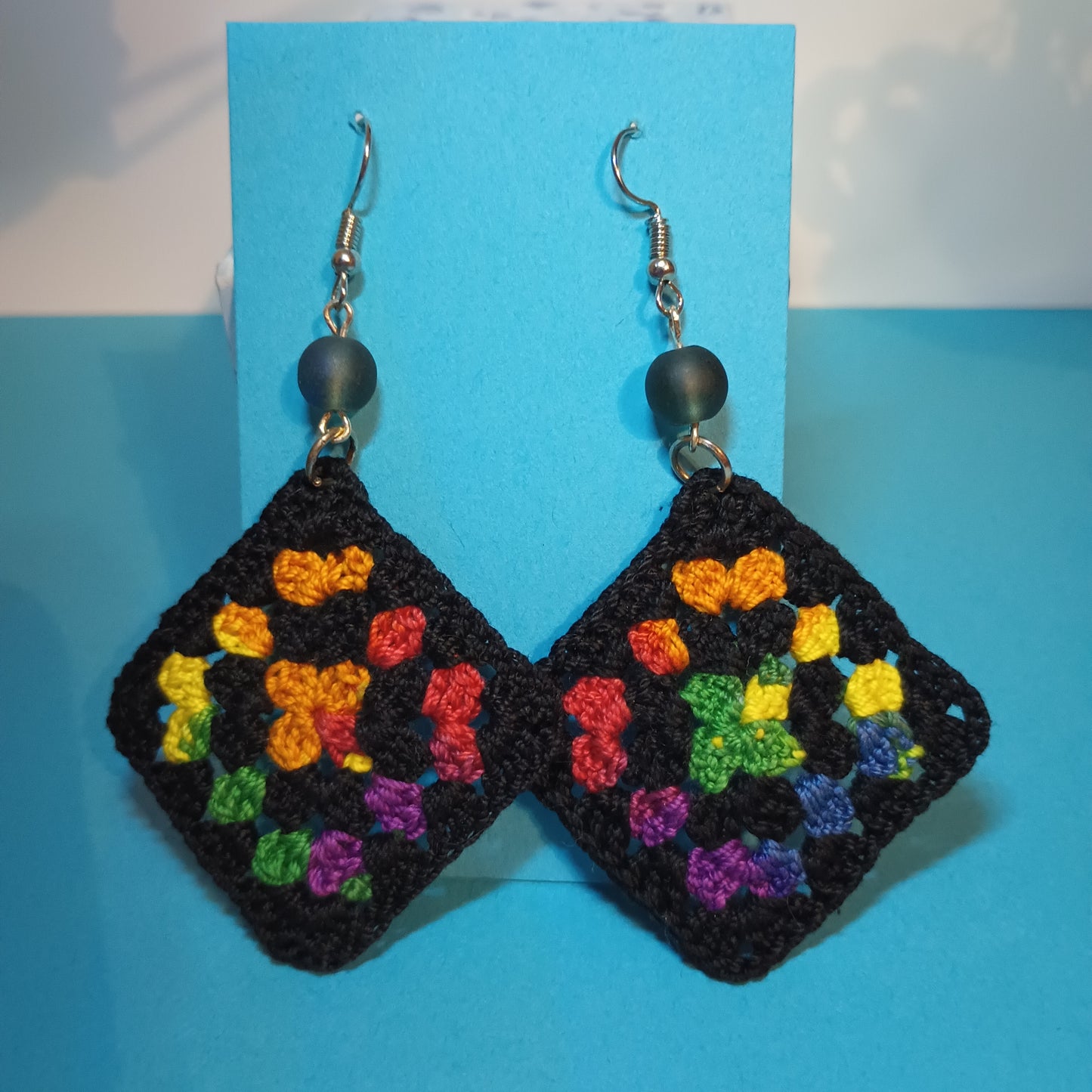 Large Granny Square Crochet Earrings