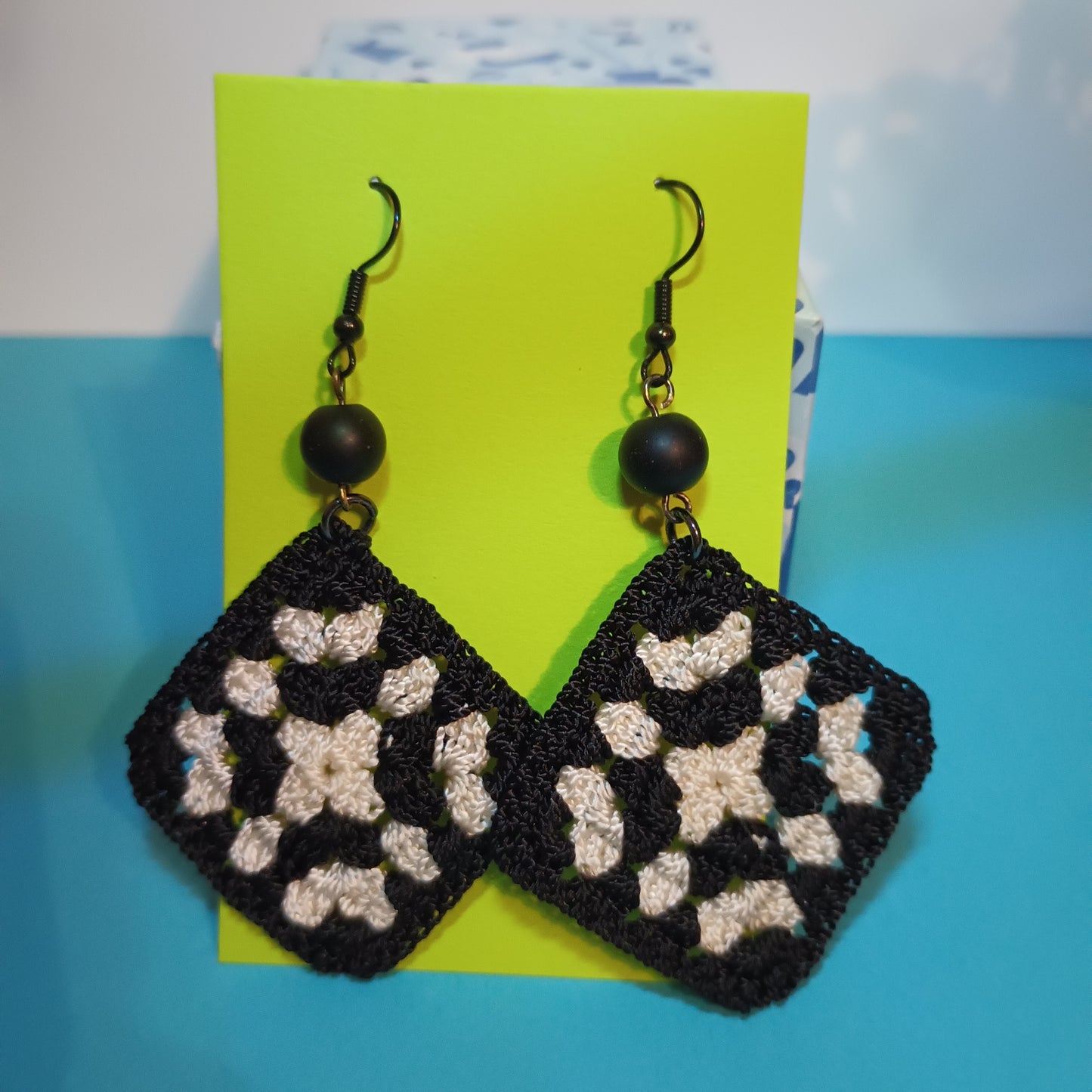 Large Granny Square Crochet Earrings