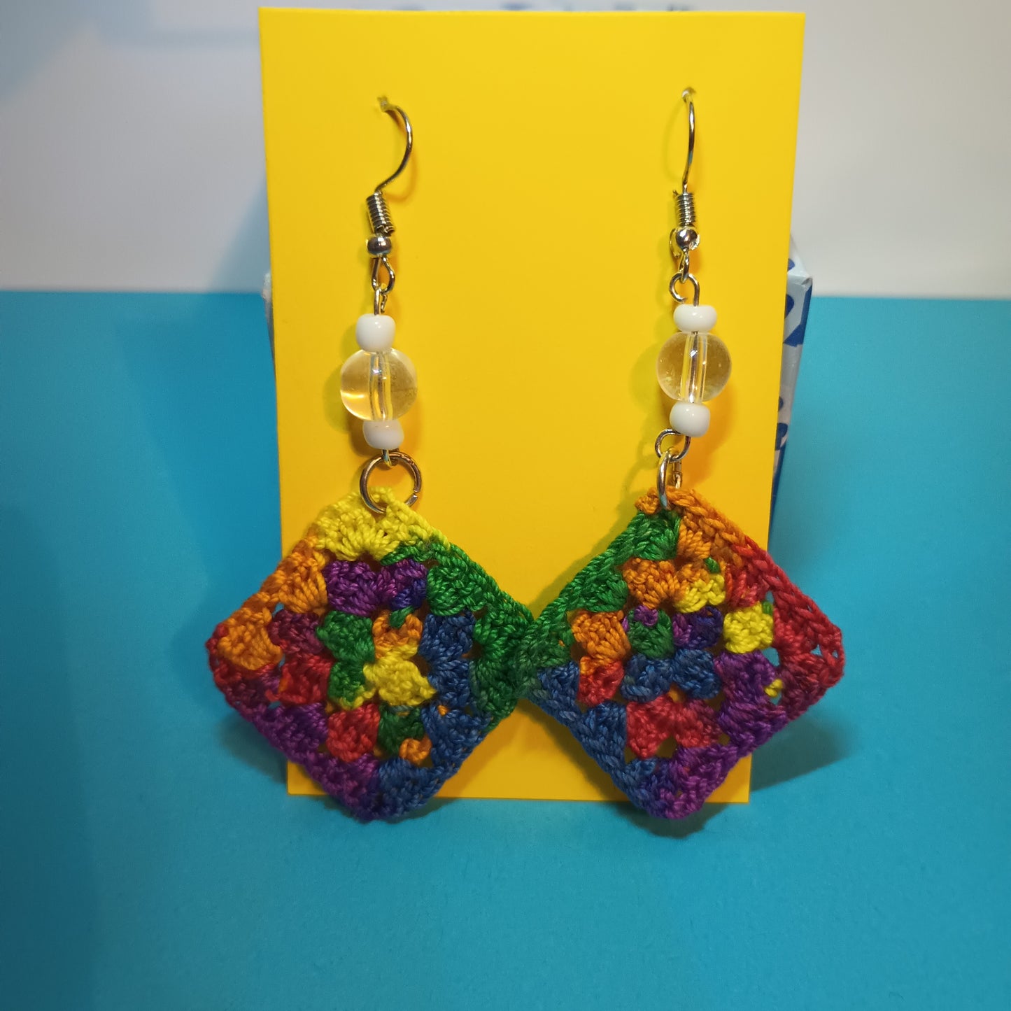 Small Granny Square Crochet Earrings