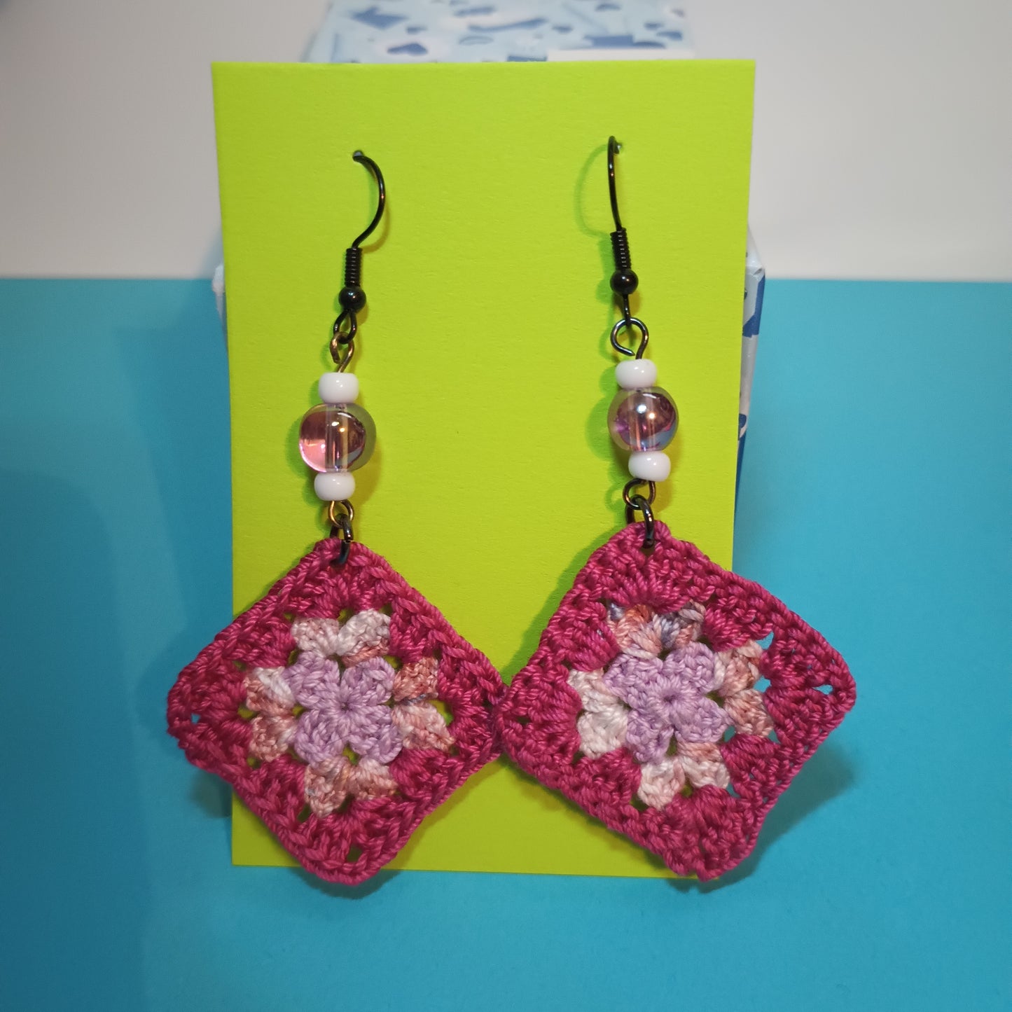 Small Granny Square Crochet Earrings