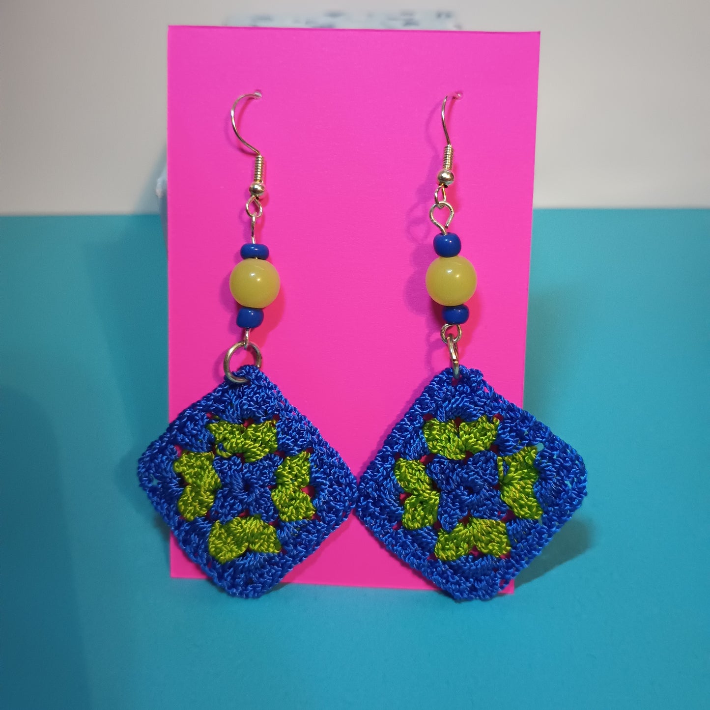 Small Granny Square Crochet Earrings