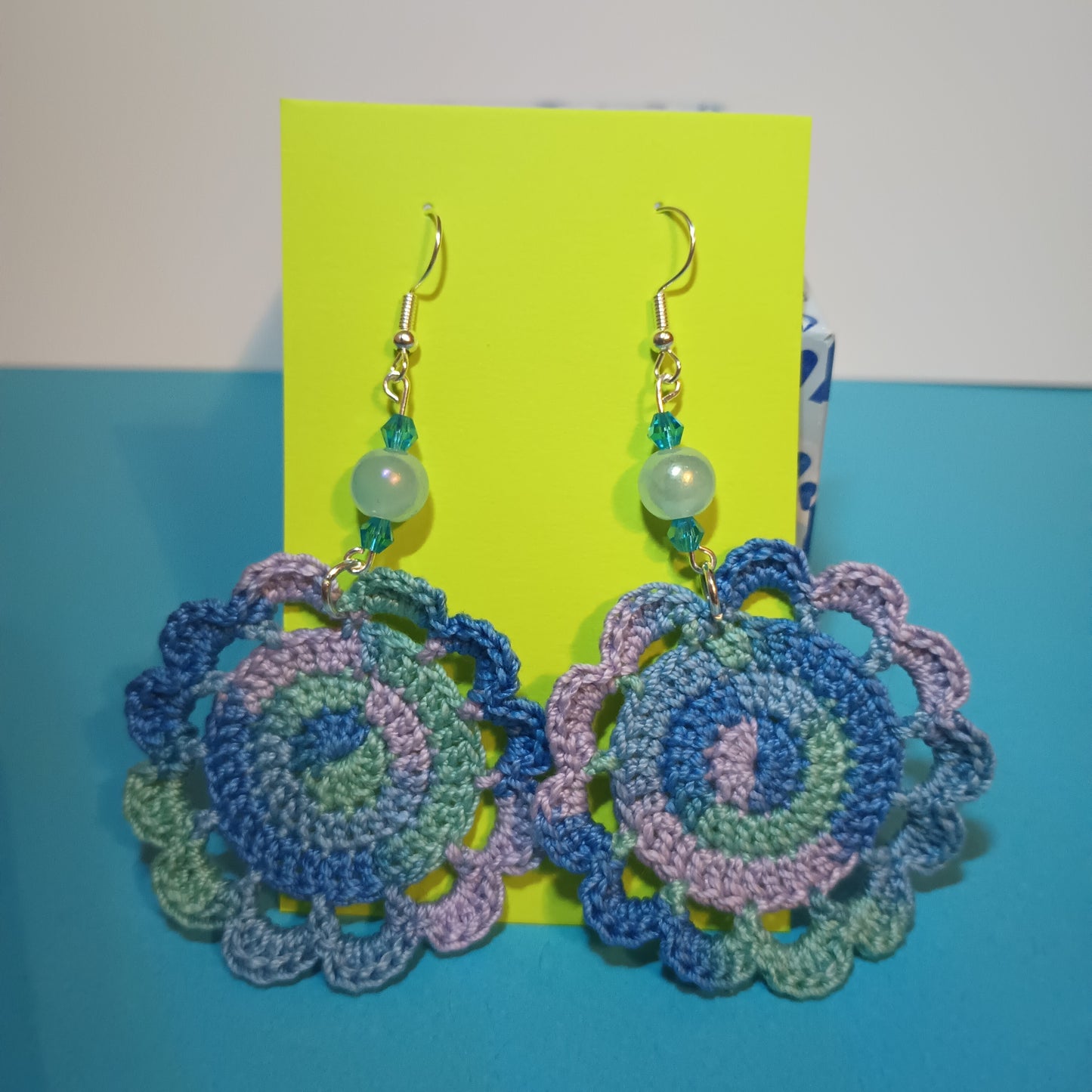 12 Petal Flower Crochet Earrings