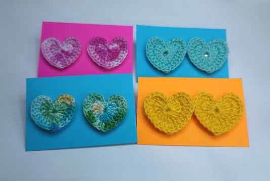 Crochet Heart Stud Earrings